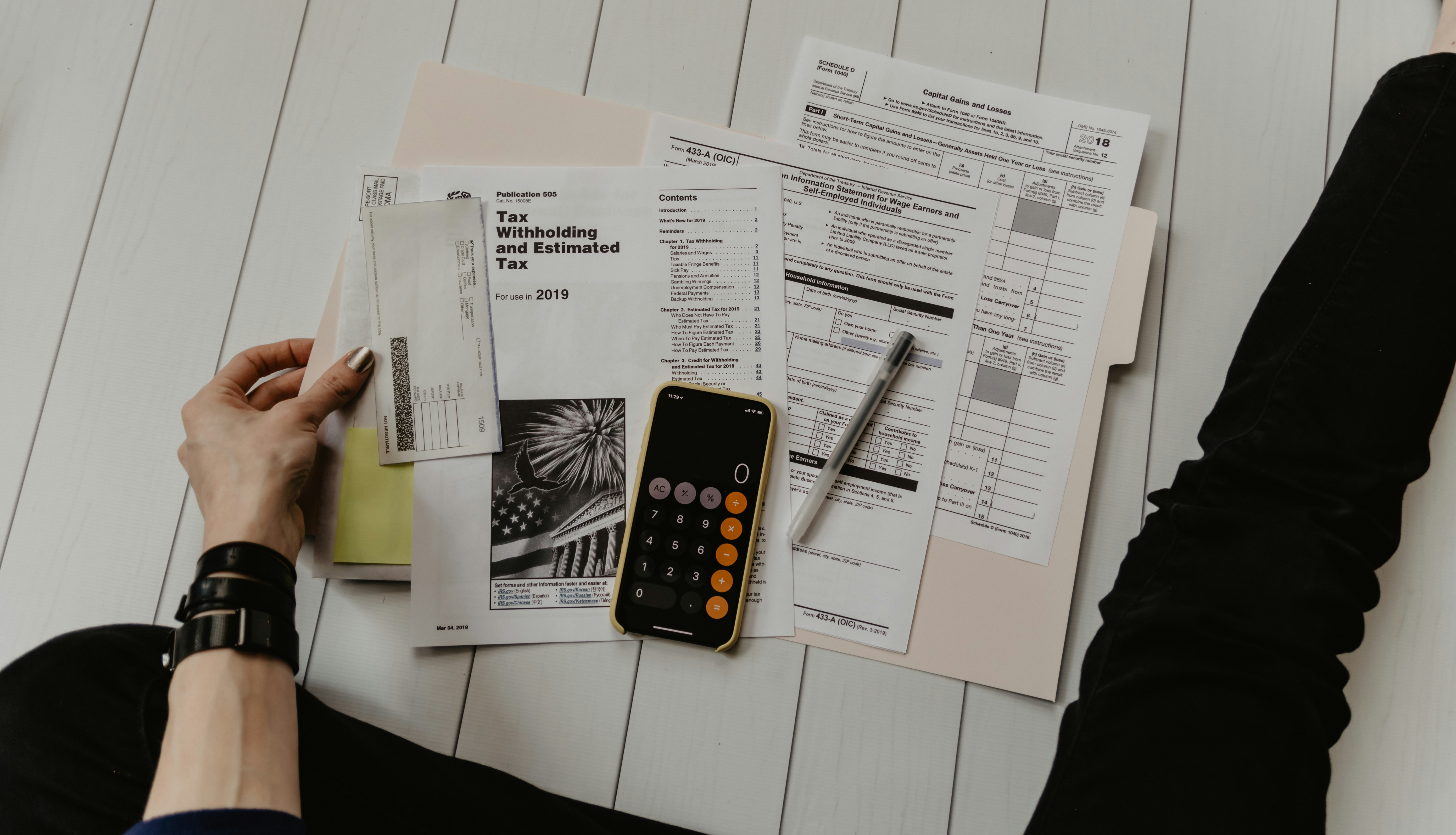 Pay stub showing tax deductions from a paycheck